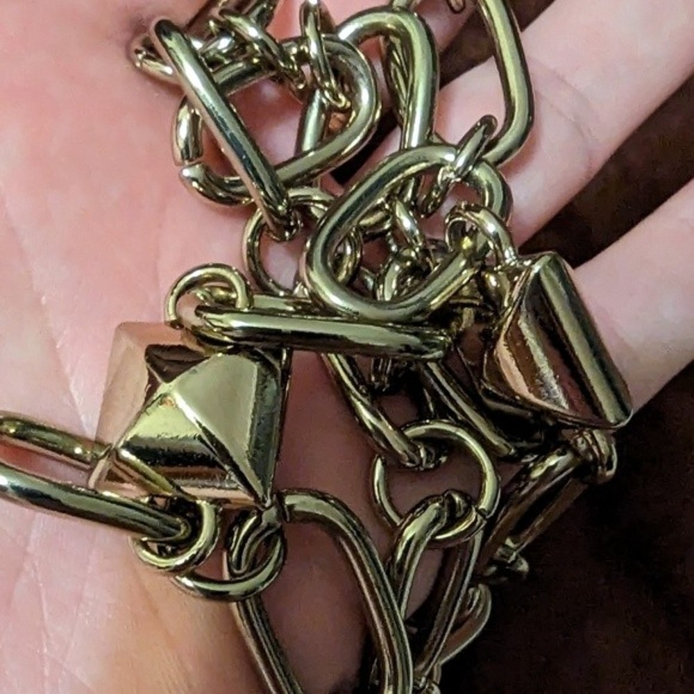 Michael Kors Chain Link Adjustable Belt Light Gold Metal S/M - Picture 4 of 8